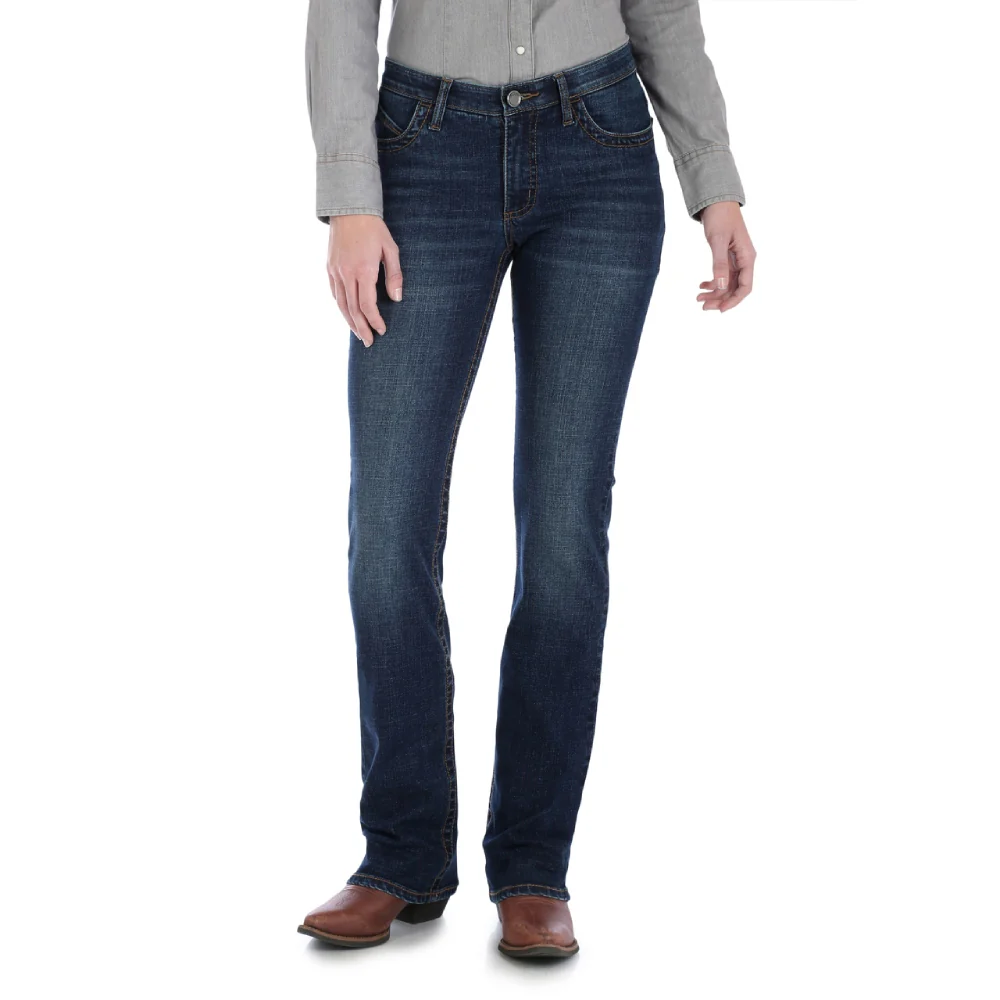 Wrangler Womens Willow Mid-Rise Bootcut Riding Jeans Blue Dark - WRW60LE - Image 3
