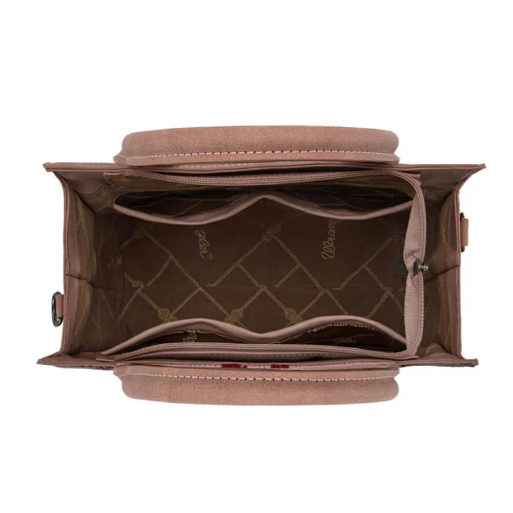 Wrangler Womens Tooled Aztec Pattern Print Tote/Crossbody Dark Pink - WG226-8120DPK - Image 6