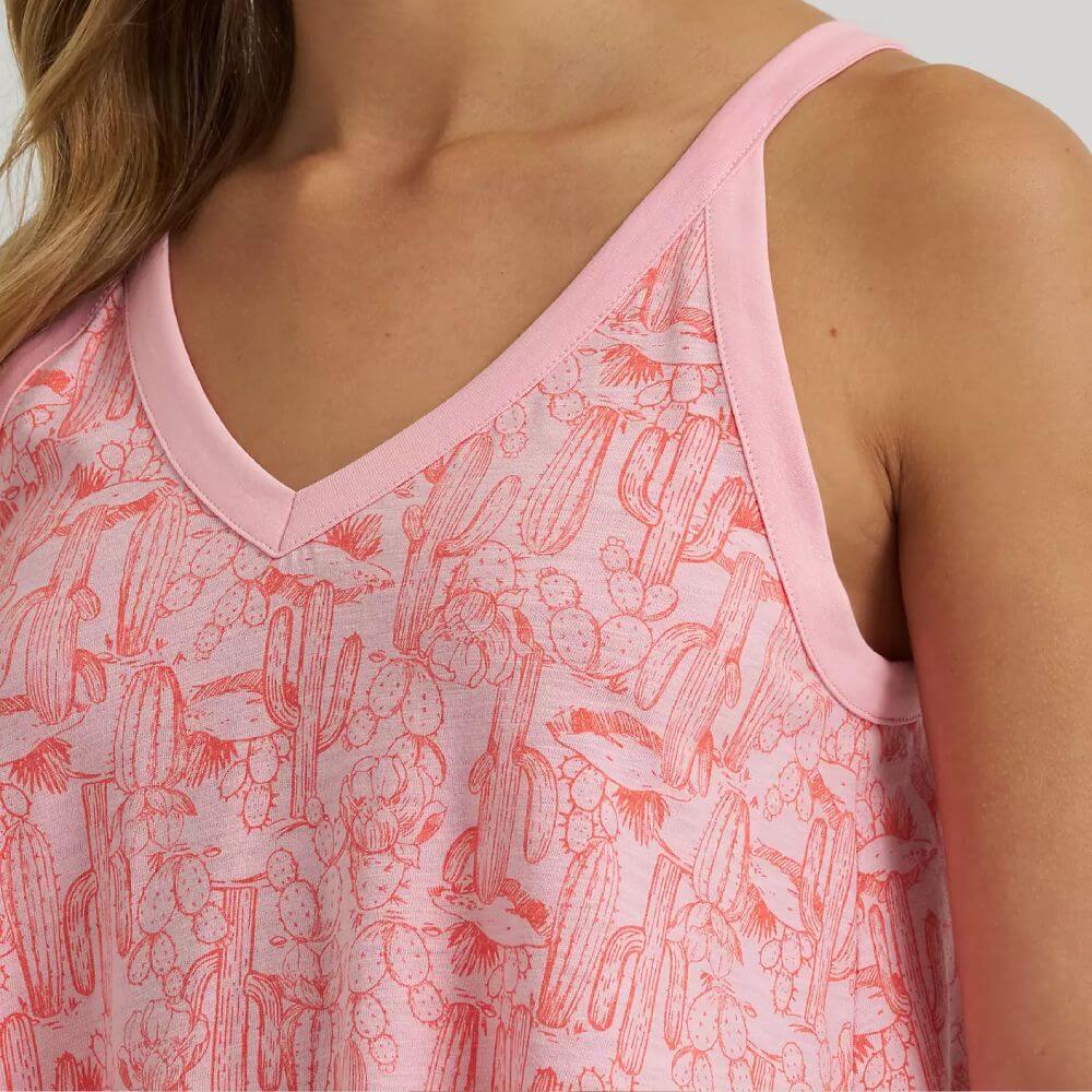 Wrangler Womens V-Neck Desert Tank Top Pink - 112375228 - Image 3