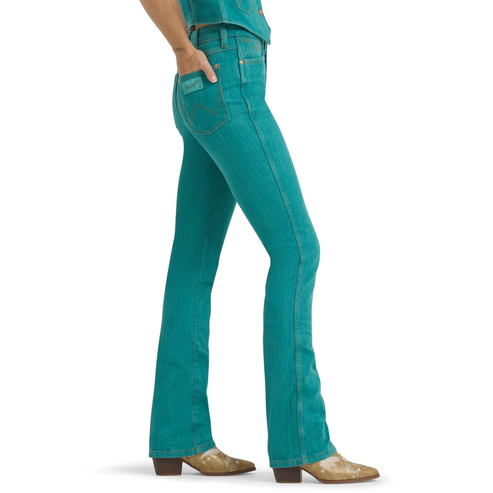 Wrangler x Lainey Wilson Womens Boot Hugger Jeans Turquoise - 112375605 - Image 3