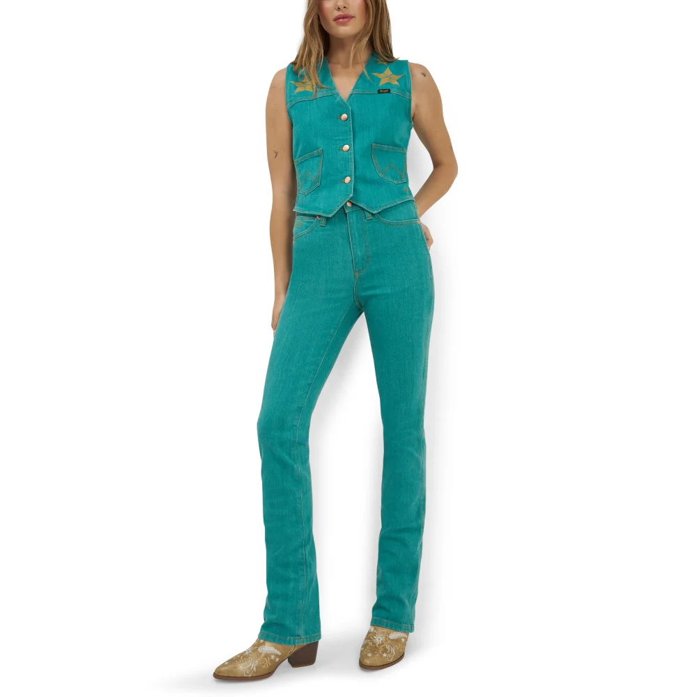 Wrangler x Lainey Wilson Womens Boot Hugger Jeans Turquoise - 112375605 - Image 4