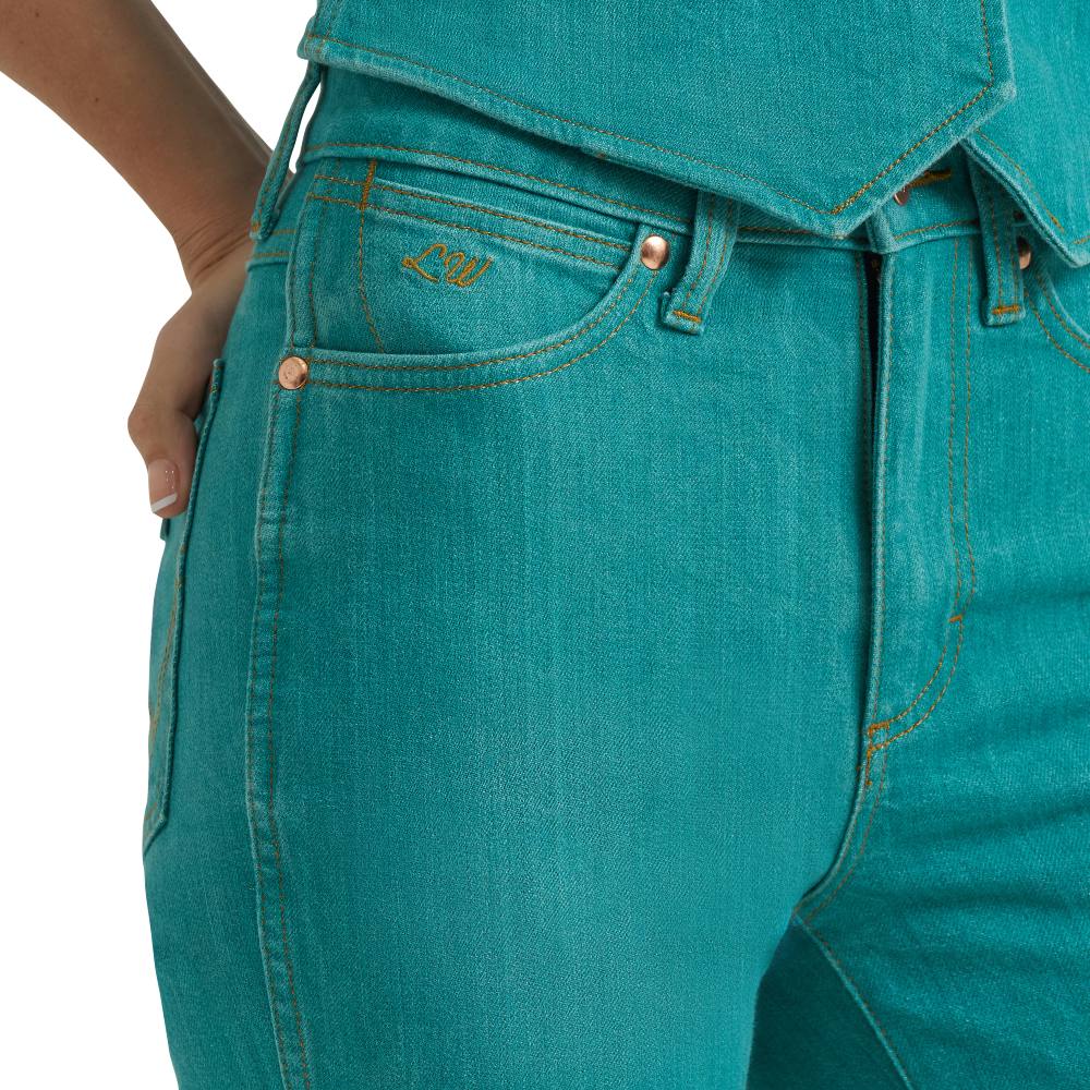 Wrangler x Lainey Wilson Womens Boot Hugger Jeans Turquoise - 112375605 - Image 5