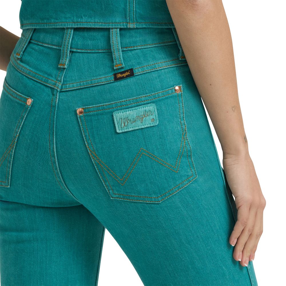 Wrangler x Lainey Wilson Womens Boot Hugger Jeans Turquoise - 112375605 - Image 6