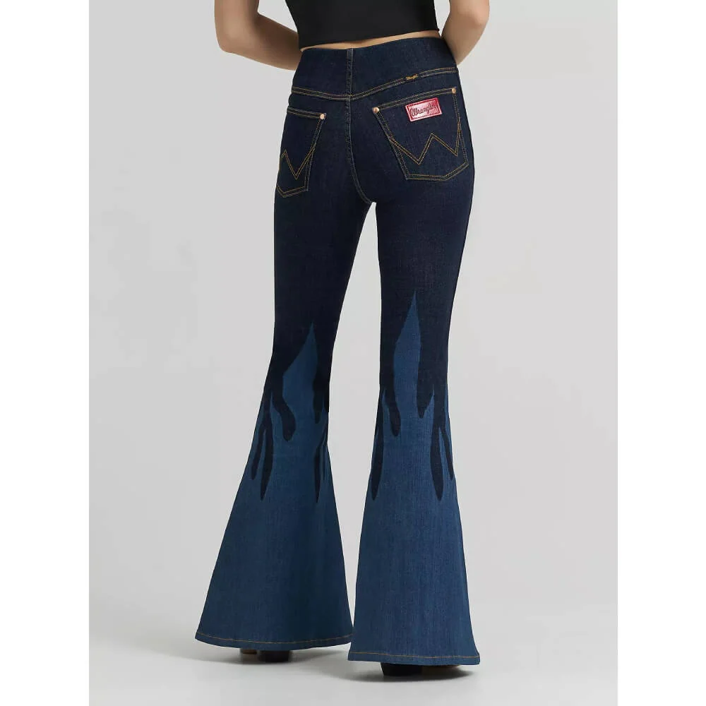 Wrangler x Lainey Wilson Womens Flame Pull On Bell Jeans Dark Denim - 112380486 - Image 4