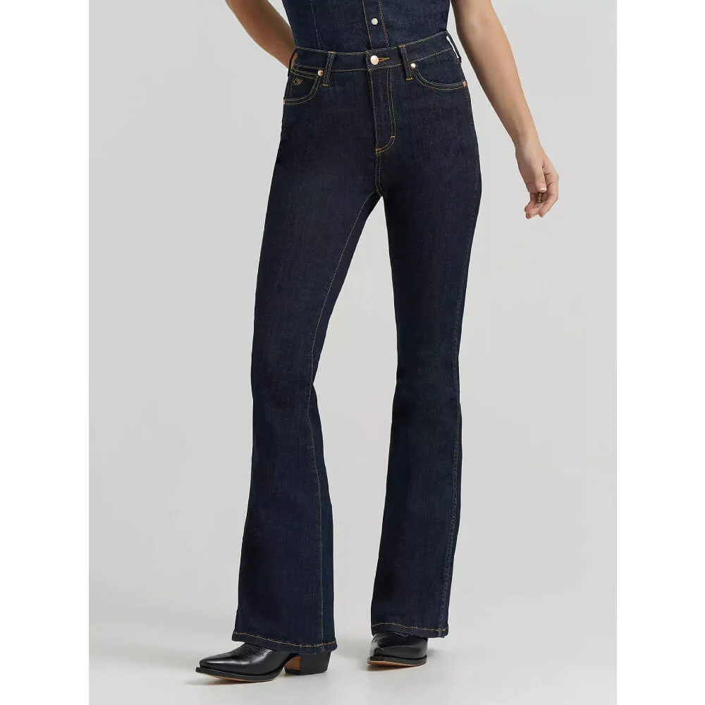 Wrangler x Lainey Wilson Womens Flare Jeans Dark Rinse - 112380510 - Image 3